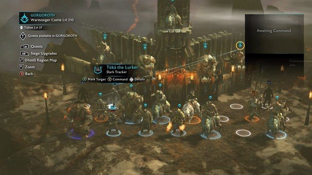 Shadow of War Army Screen