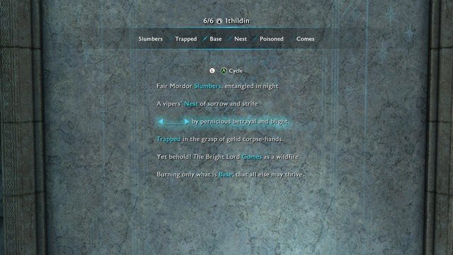 Shadow of War Seregost Door Poem