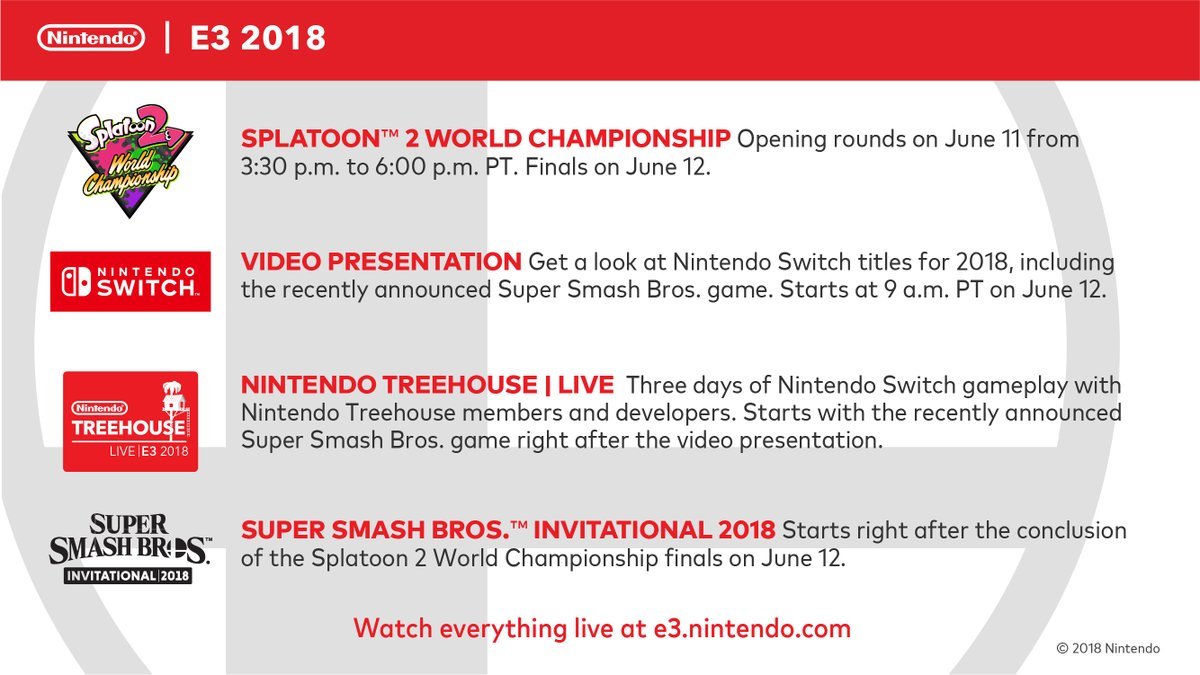 Nintendo E3 2018 Plans Super Smash Bros