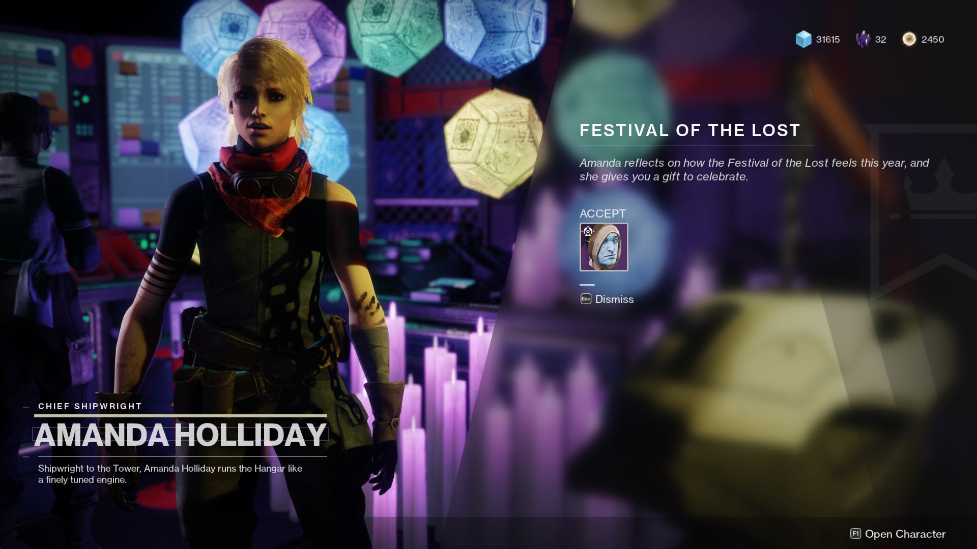 destiny 2 festival of the lost amanda holliday