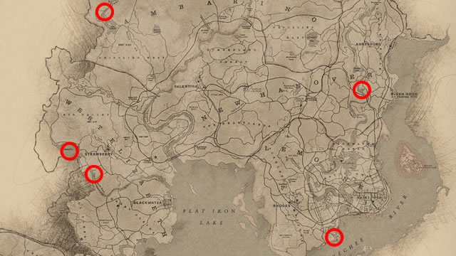 Beaver locations in Red Dead Redemption 2 map