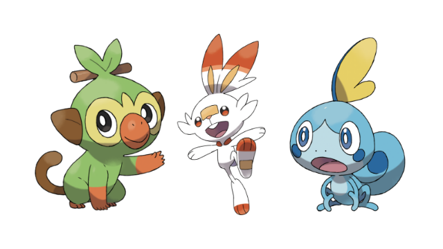 Pokemon Sword and Shield Starter Pokemon Grookey Scorbunny Sobble