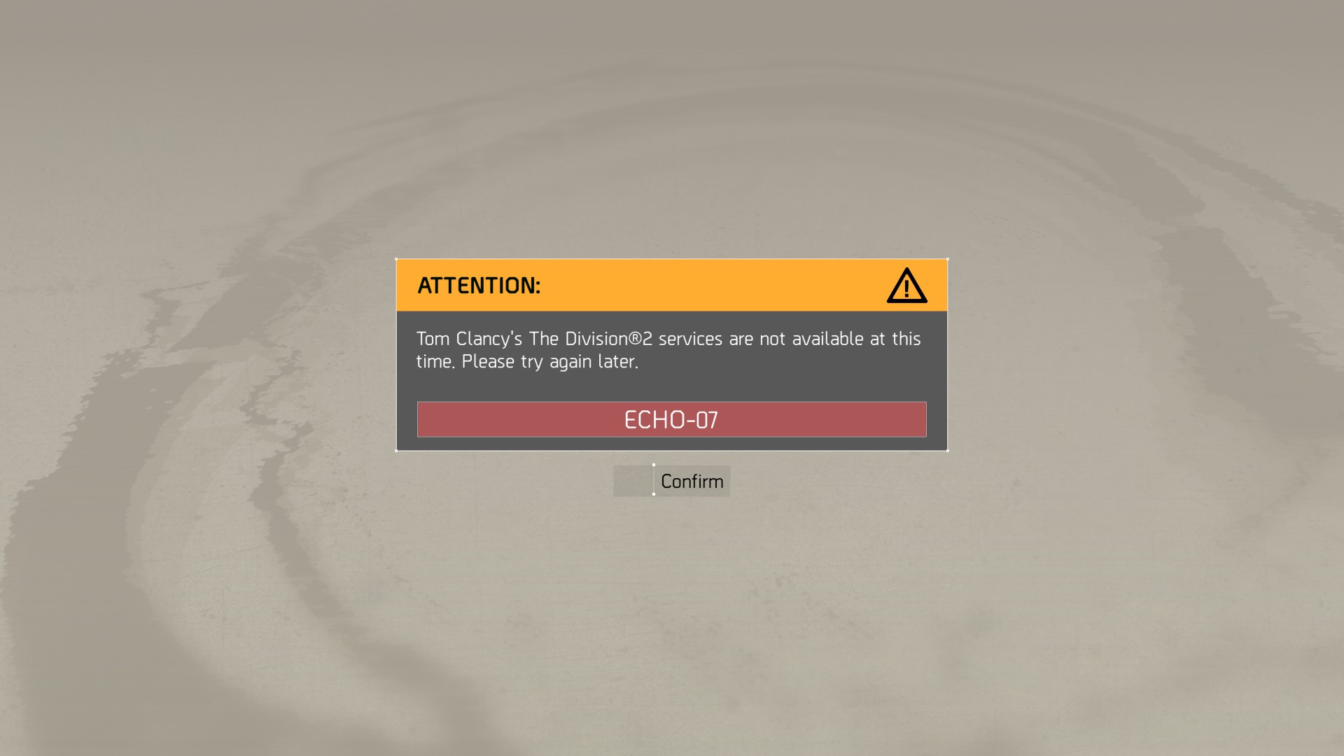 division 2 echo-07 error