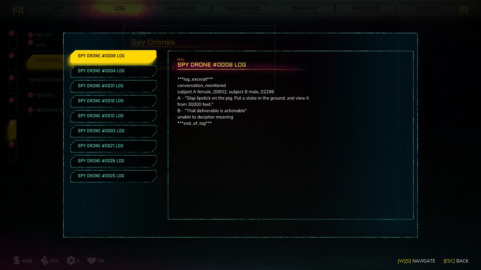 Rage 2 spy drones log