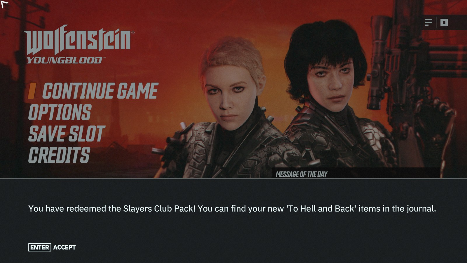 Wolfenstein Youngblood Doom Eternal Skins message