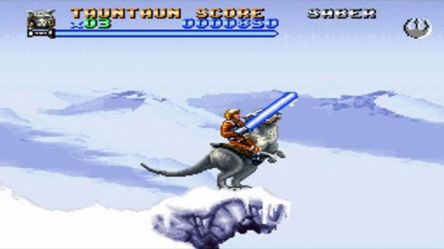 SNES Star Wars games like Super Empire Strikes Back did their best to keep the iconic look of lightsabers.