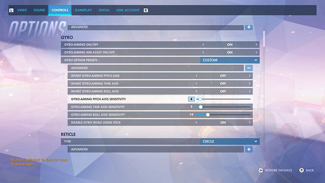 Overwatch Switch Gyro Controls | How to disable them or turn them down