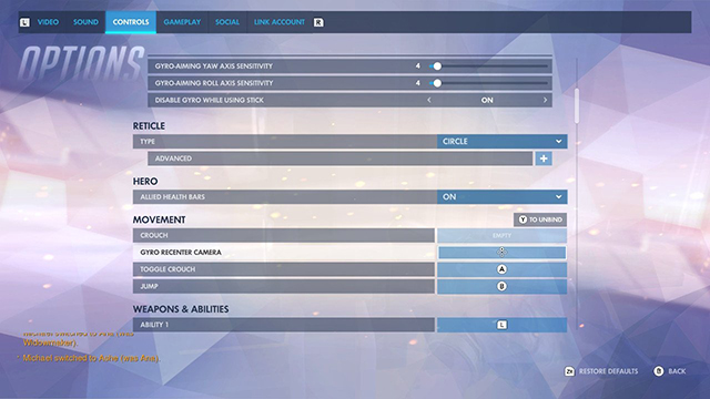 Overwatch Switch Gyro Controls | How to disable them or turn them down