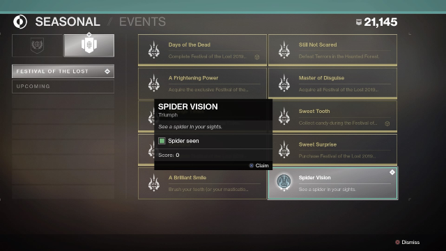 destiny 2 spider vision secret festival of the lost triumph