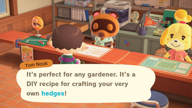 Animal Crossing: New Horizons hedge recipe