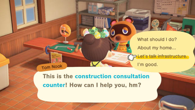 Animal Crossing: New Horizons "let's talk infrastructure" option missing