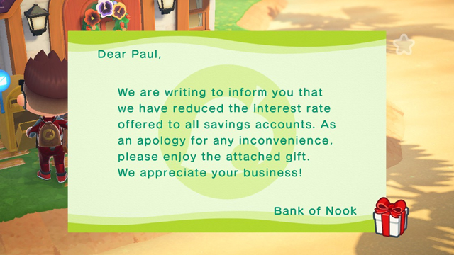 animal crossing new horizons reduced interest rate savings accounts