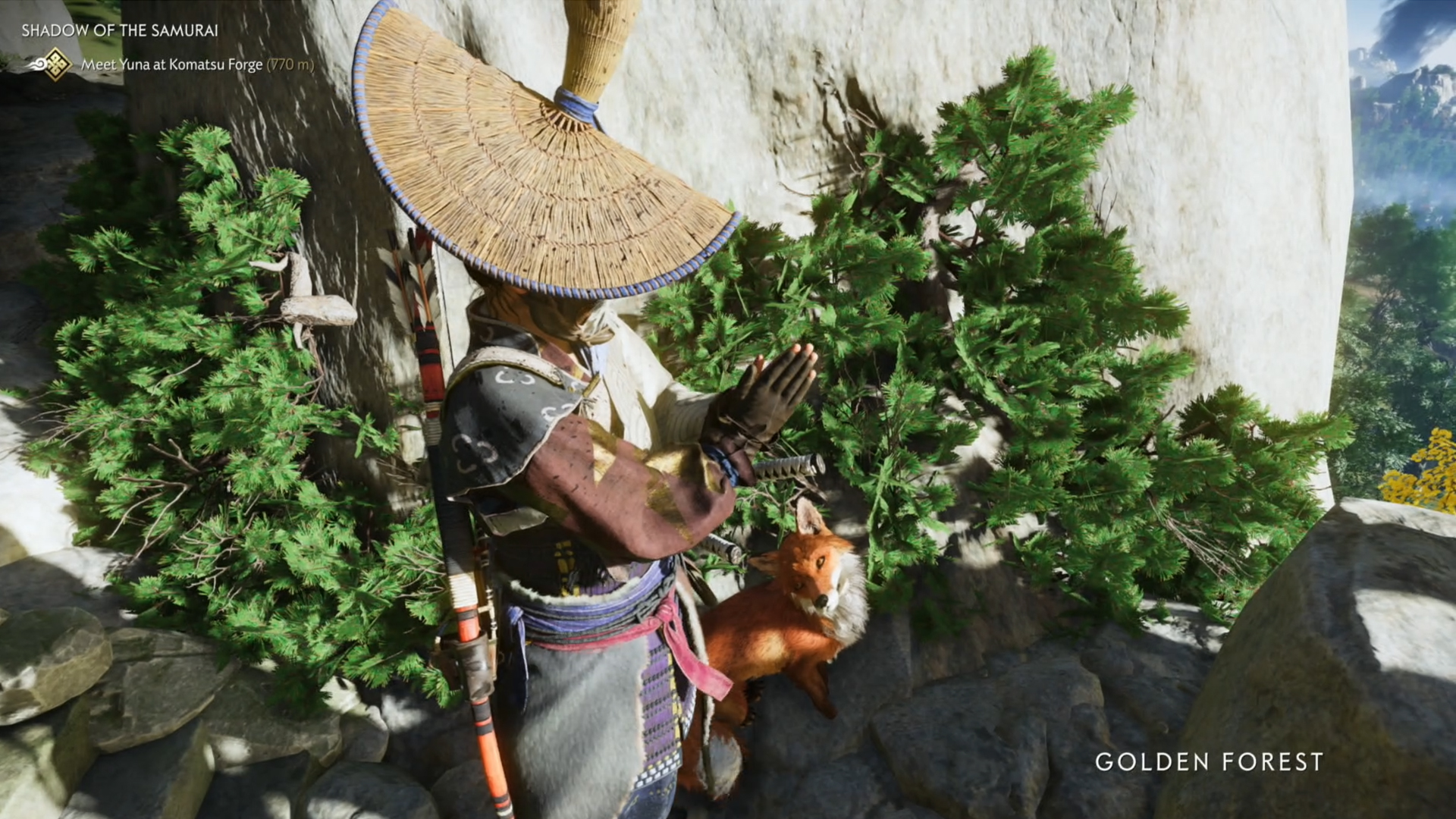 How do you pet the fox in Ghost of Tsushima