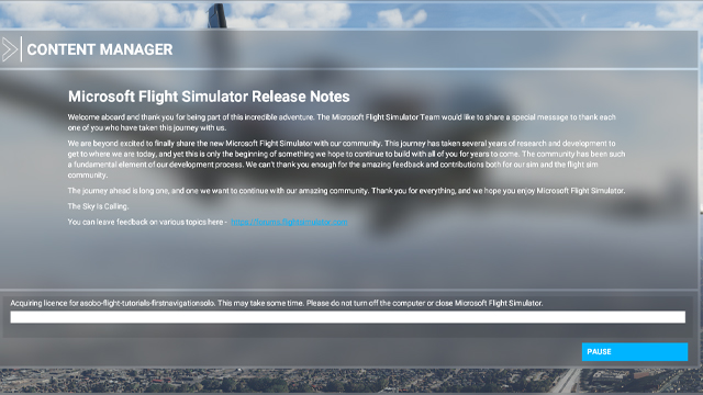 microsoft flight simulator 2020 acquiring license for asobo