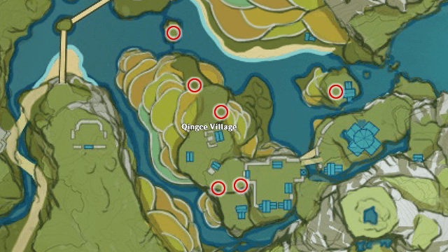 Genshin Impact Jueyun Chili locations map - Qingce Village