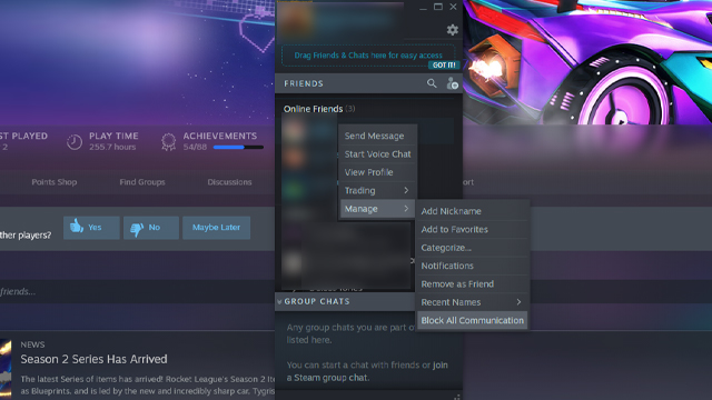 steam hide game activity from specific friend
