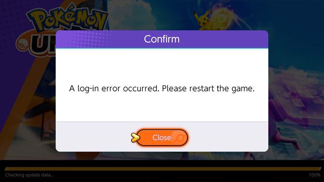 Pokemon Unite a log-in error occurred fix