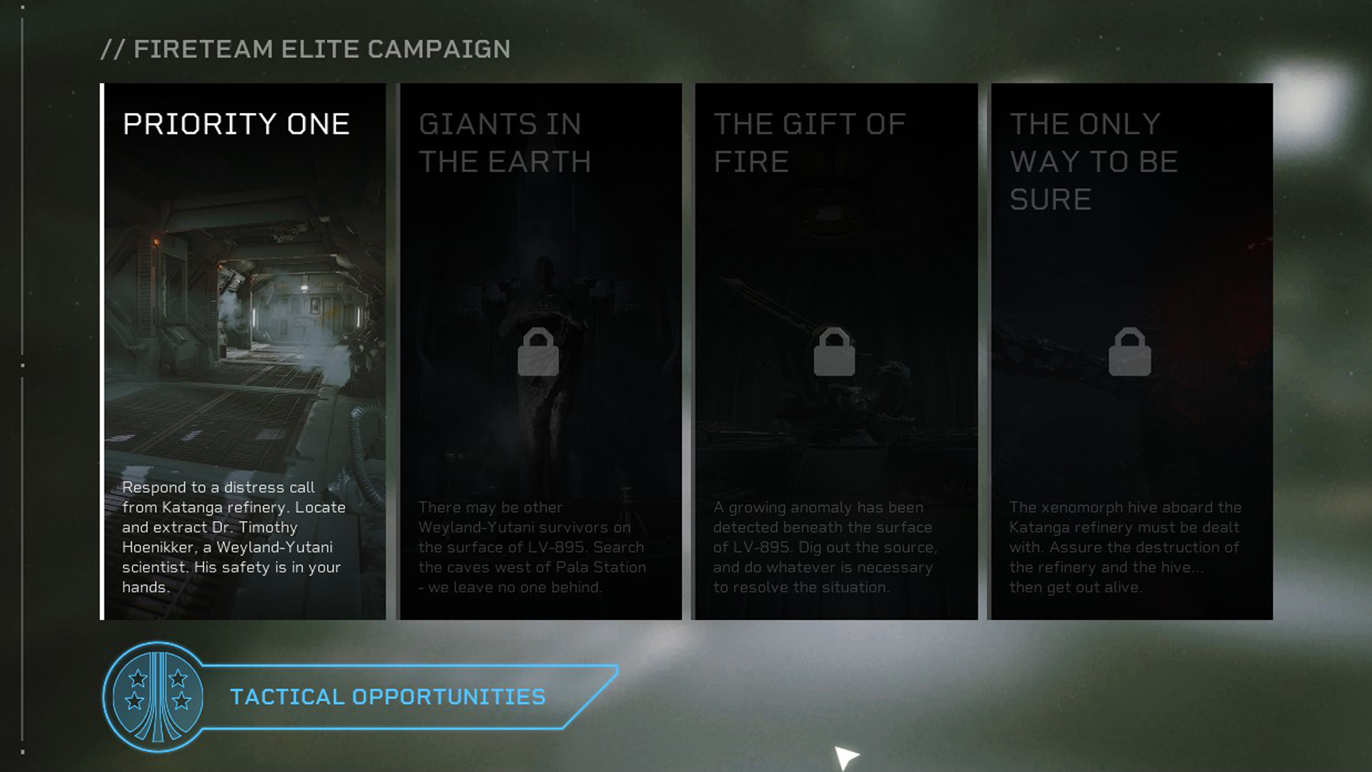 Aliens Fireteam Elite missions