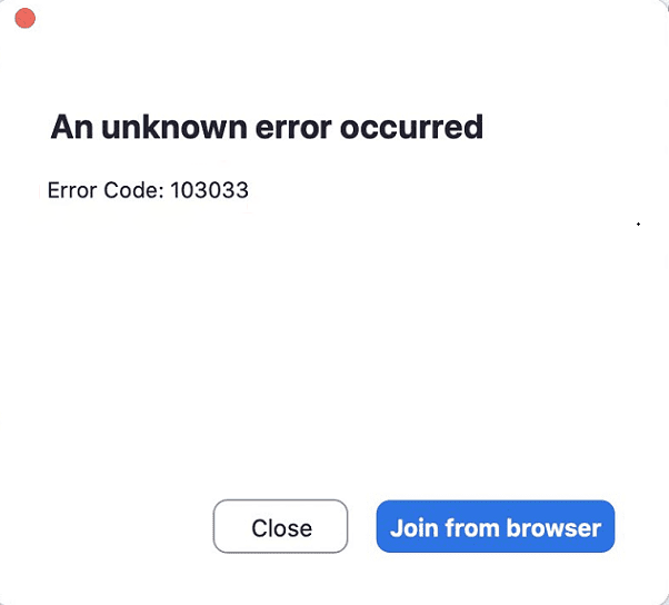 Zoom error code 103033