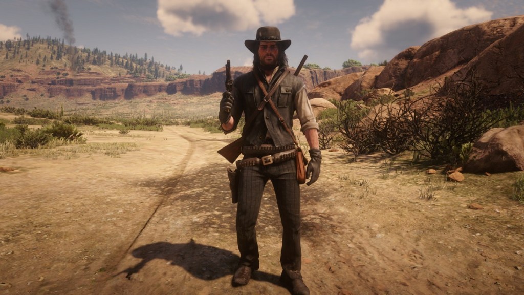 Red Dead Redemption: John Martson on a dirt road.