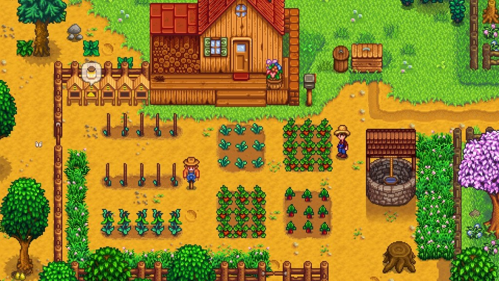 Stardew Valley: The farmer admiring all their crops.