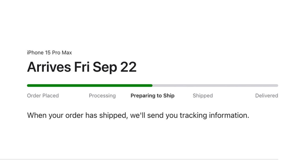 iPhone 15 Preparing to Ship