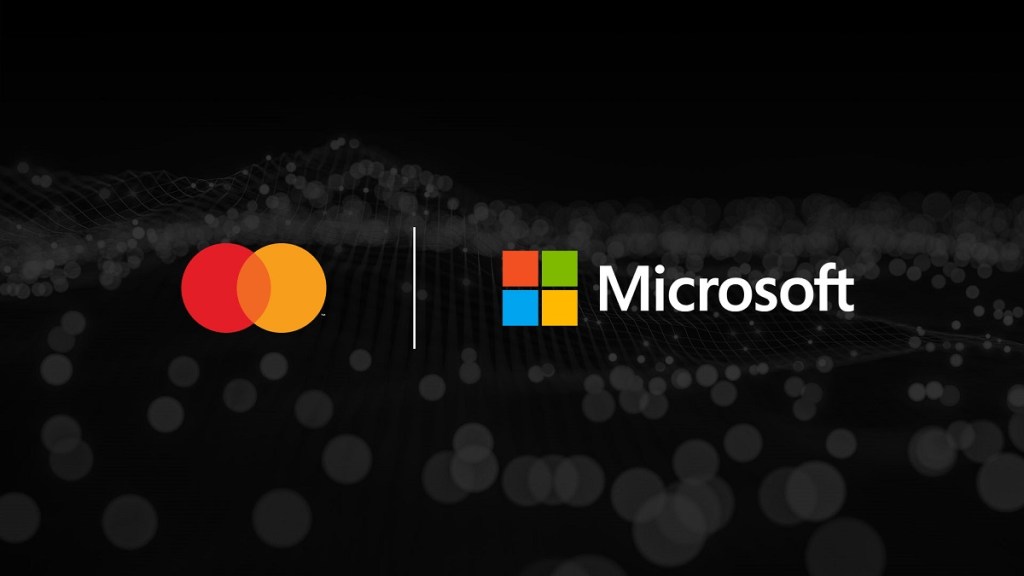 The Mastercard and Microsoft logo on a black background.