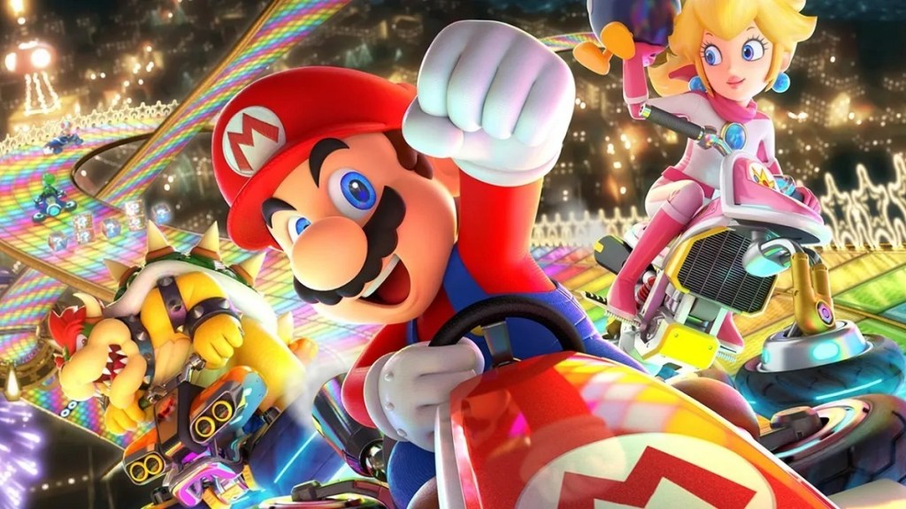 Mario Kart 8: Mario himself ahead of other Nintendo characters in a race.