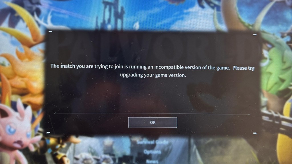 Palworld The Match You Are Trying to Join Is Running An Incompatible Version Error Fix