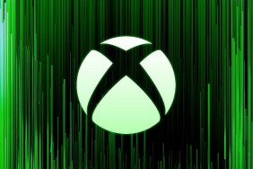 Xbox logo on a green, Matrix-style background.