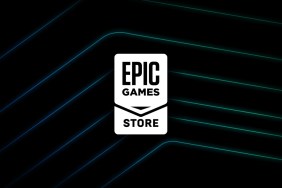 Epic Games Store logo on a black background with green lines.