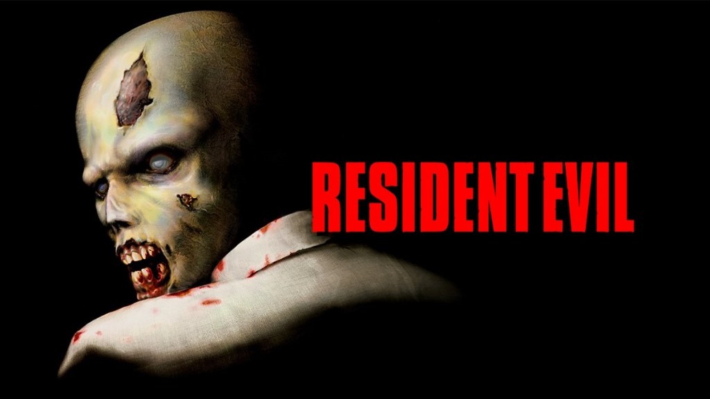 The iconic Resident Evil logo with a zombie turning towards the camera.