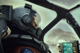 Starfield: a profile shot of someone in a spacesuit sat in a pilot seat.