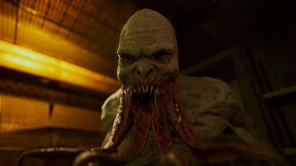 STALKER 2: a hideous creature opens its tentacle-like mouth.