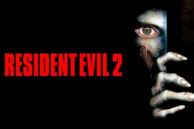 Resident Evil 2: a ghoulish face peeks around the corner, its creepy hand grips the wall.